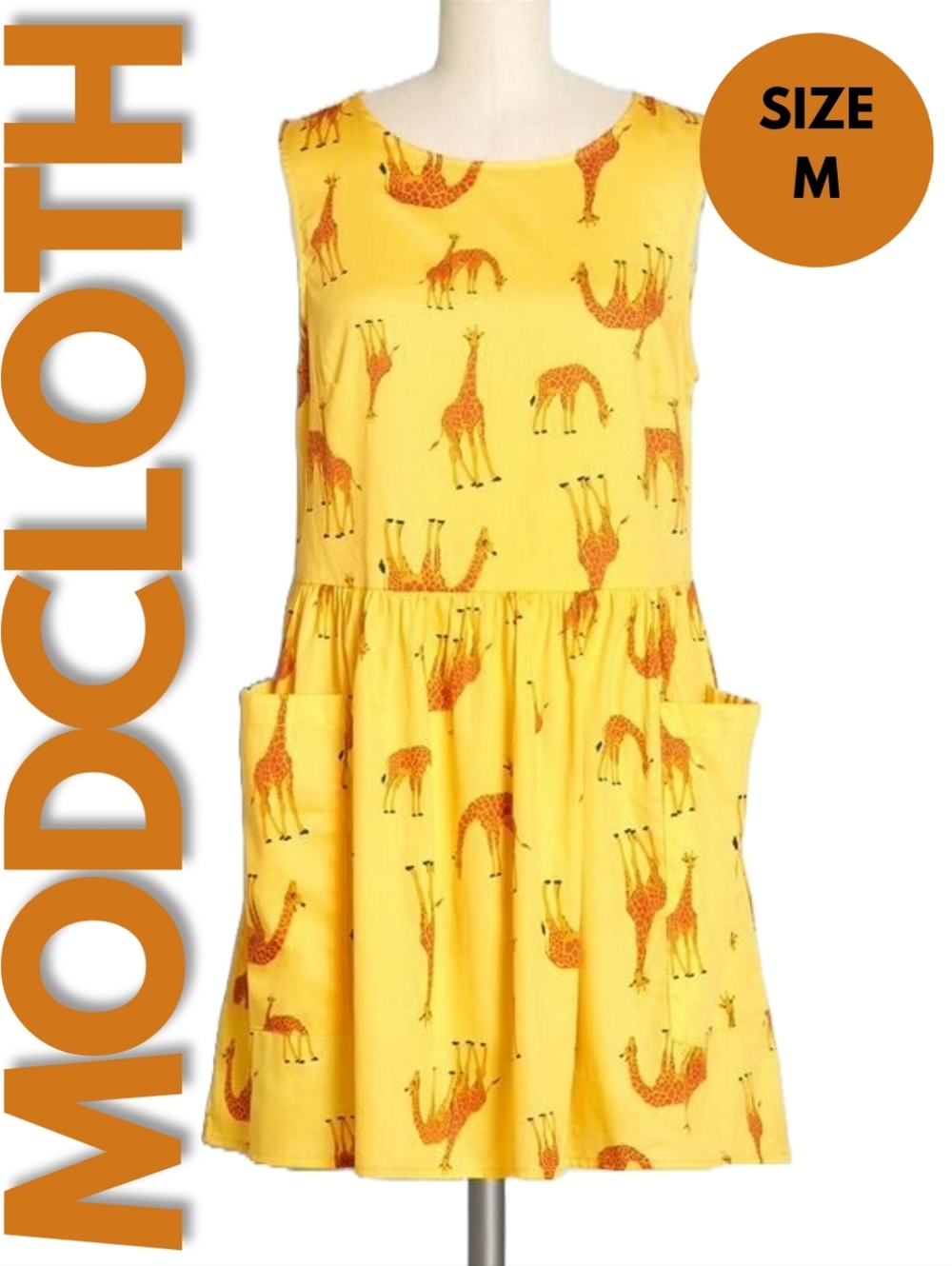 ModCloth Bold Notion Sleeveless Giraffe Print Smock Dress Size M